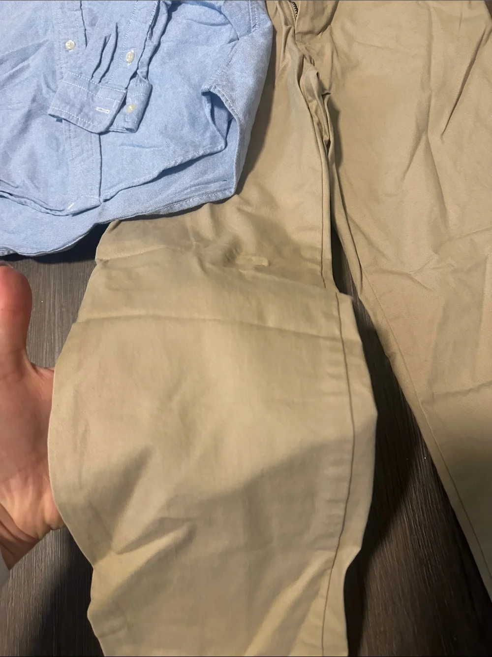 Ralph Lauren Pale Blue Button-Down Shirt and Khaki Pants size 7